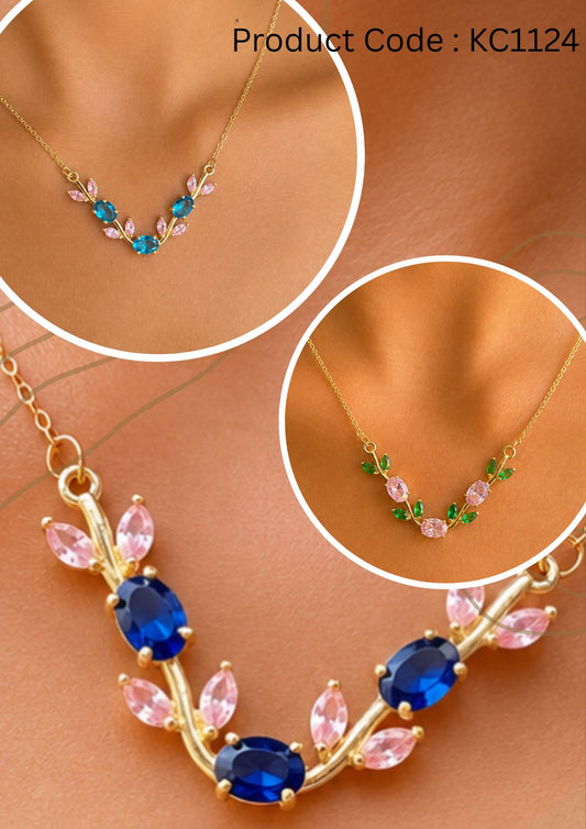 Royal Sapphire Blossom Necklace/ KC1124