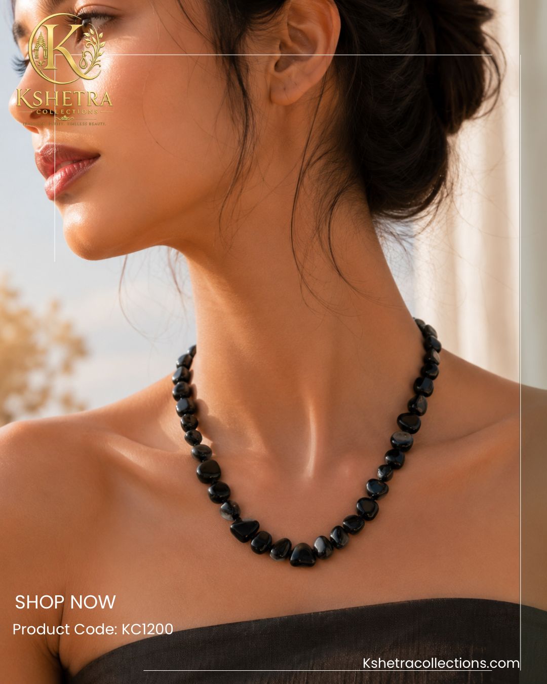 Midnight Onyx Stone Necklace/ KC1200