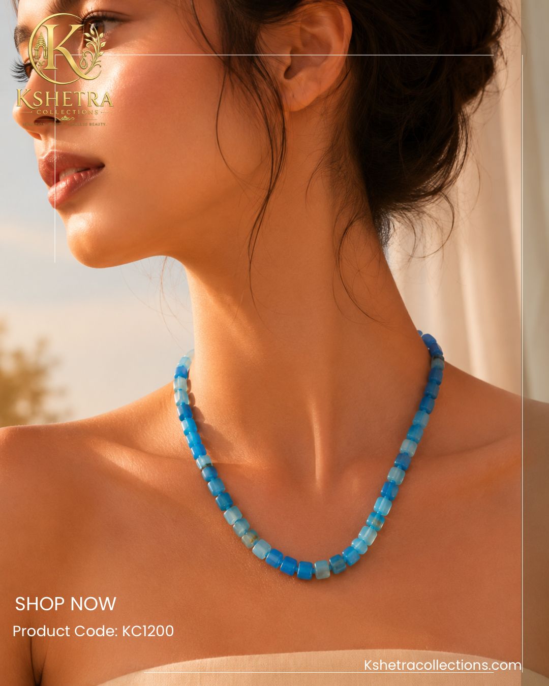 Ocean Breeze Blue Bead Necklace/ KC1200