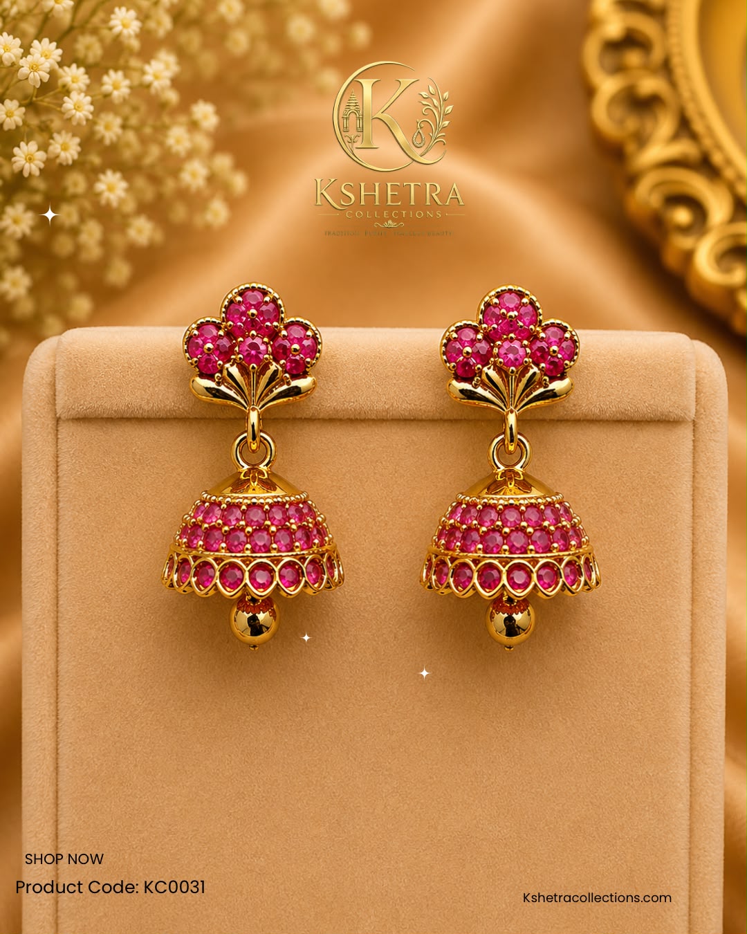 Ruby Blossom Jhumka/ KC0031