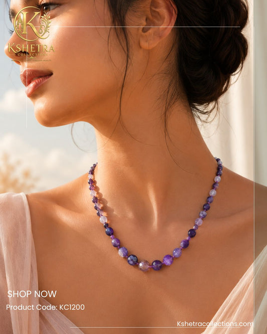 Amethyst Glow Beaded Necklace/ KC1200