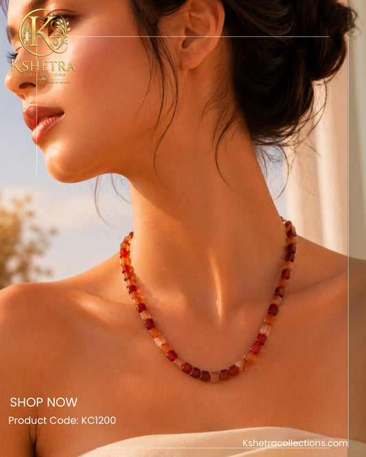 Sunset Ember Bead Necklace/ KC1200