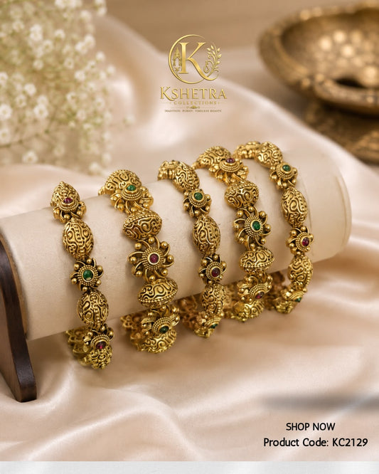 Antique Ruby Emerald Temple Bangles/ KC2129 (ONE PIECE)