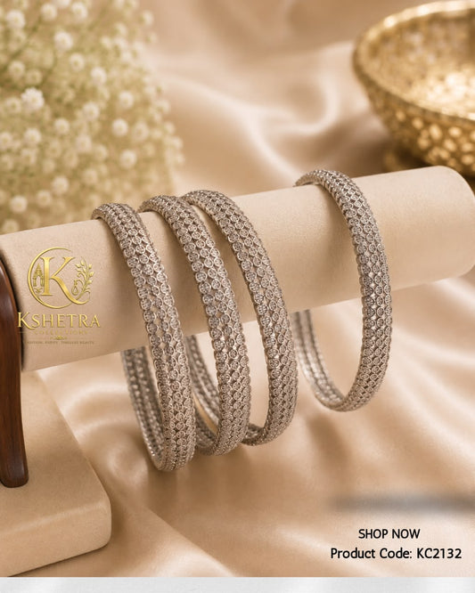 Silver Diamond Mesh Bangles/ KC2132 (TWO PIECE)