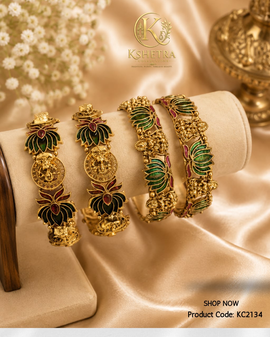Peacock Lakshmi Temple Jewellery Set/ KC2134 (TWO PIECE)