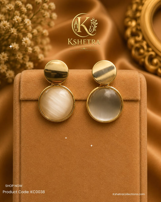 Classic Double Round Gold Earrings / KC0038