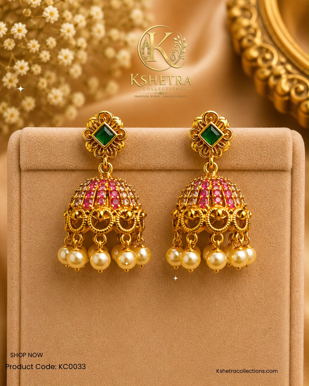 Ruby Pearl Heritage Jhumka/ KC0033