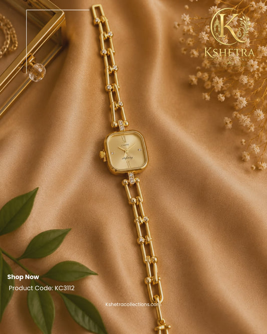 Elegant Gold Crystal Link Watch/ KC3112
