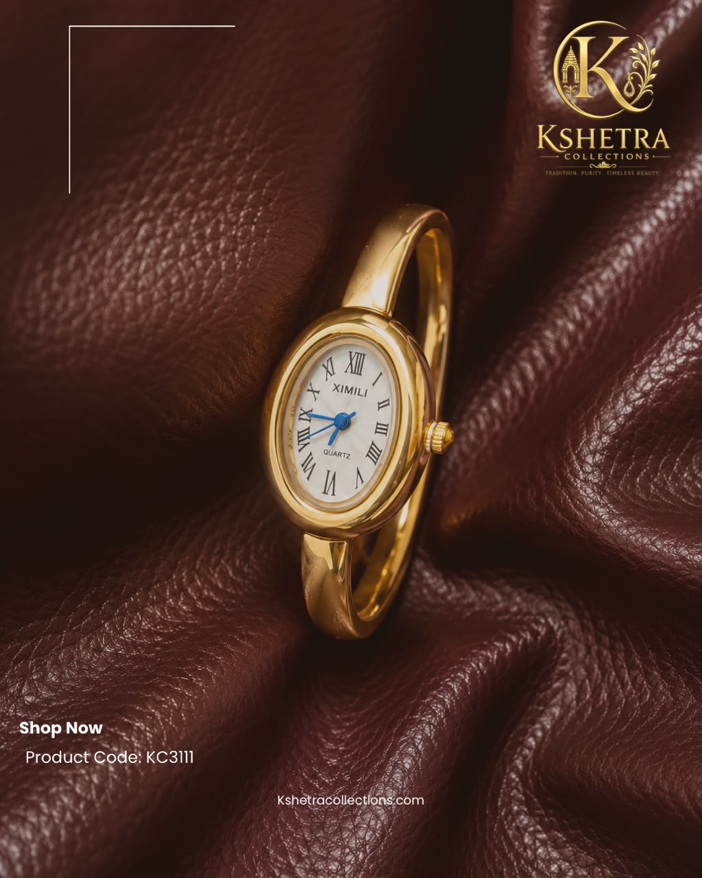 Classic Gold Oval Bangle Watch/ KC3111