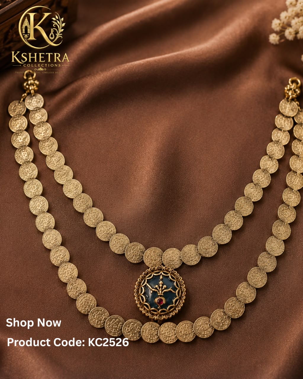 Antique Gold Coin Pendant Necklace/ KC2526