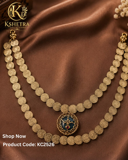 Antique Gold Coin Pendant Necklace/ KC2526
